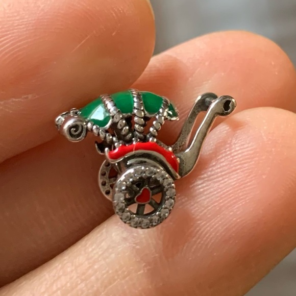 NWOT Rickshaw Charm w/ Cubic Zirconia, Red & Green Enamel Sterling Silver 925 - Picture 8 of 12